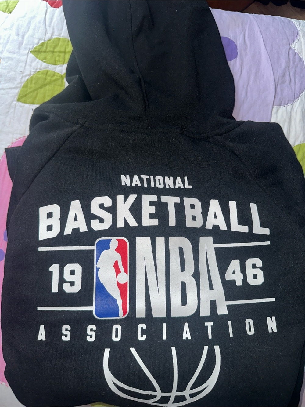 NBA Black Crewneck Pullover Hoodie with Chest Logo